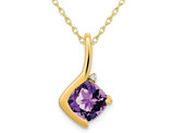 2.00 Carat (ctw) Cusion-Cut Amethyst Pendant Necklace in 14K Yellow Gold with Chain